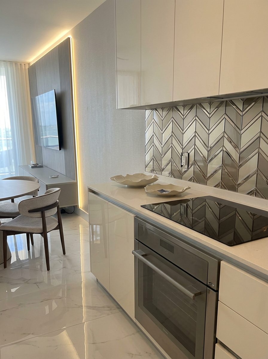 Mogo Paris instalado como backsplash na cozinha Gabai's Decor